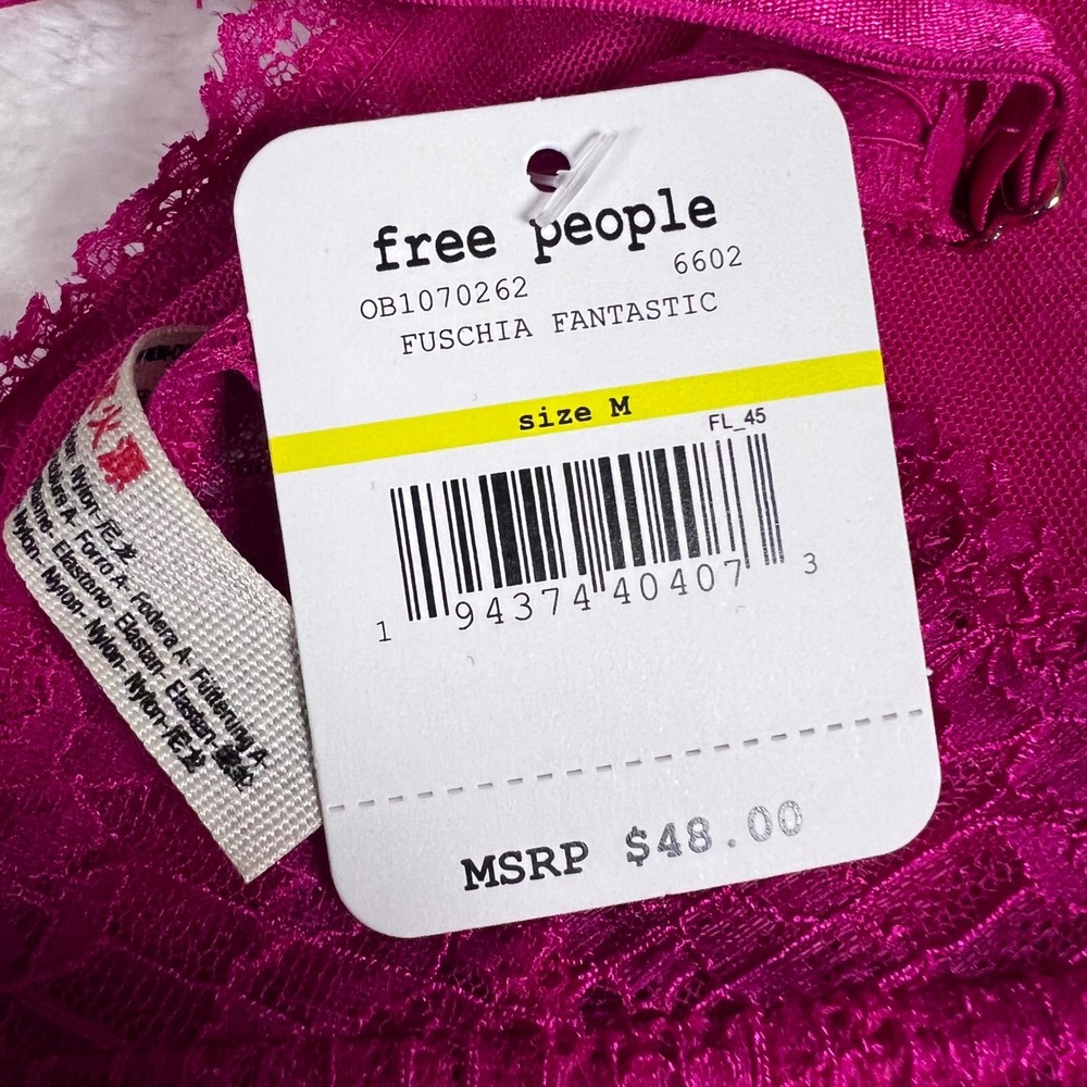 Free People Alyssa Underwire Bra Fuschia Fantastic Pink Lace Size Medium NWT - Picture 7 of 11